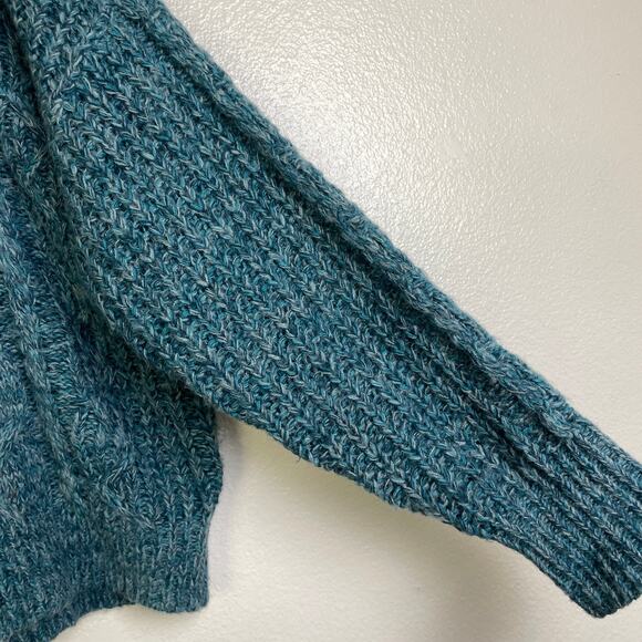 Sundance Sweater Womens Large Teal Pullover Cable Knit V Neck Wool Blend Boho - Picture 5 of 9